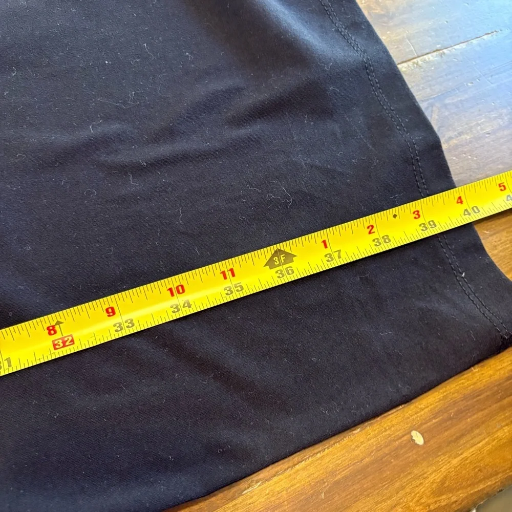 Eileen Fisher Petite Small SP Stretch Jersey Knit Jewel Neck Dress Black Midi - Picture 6 of 9